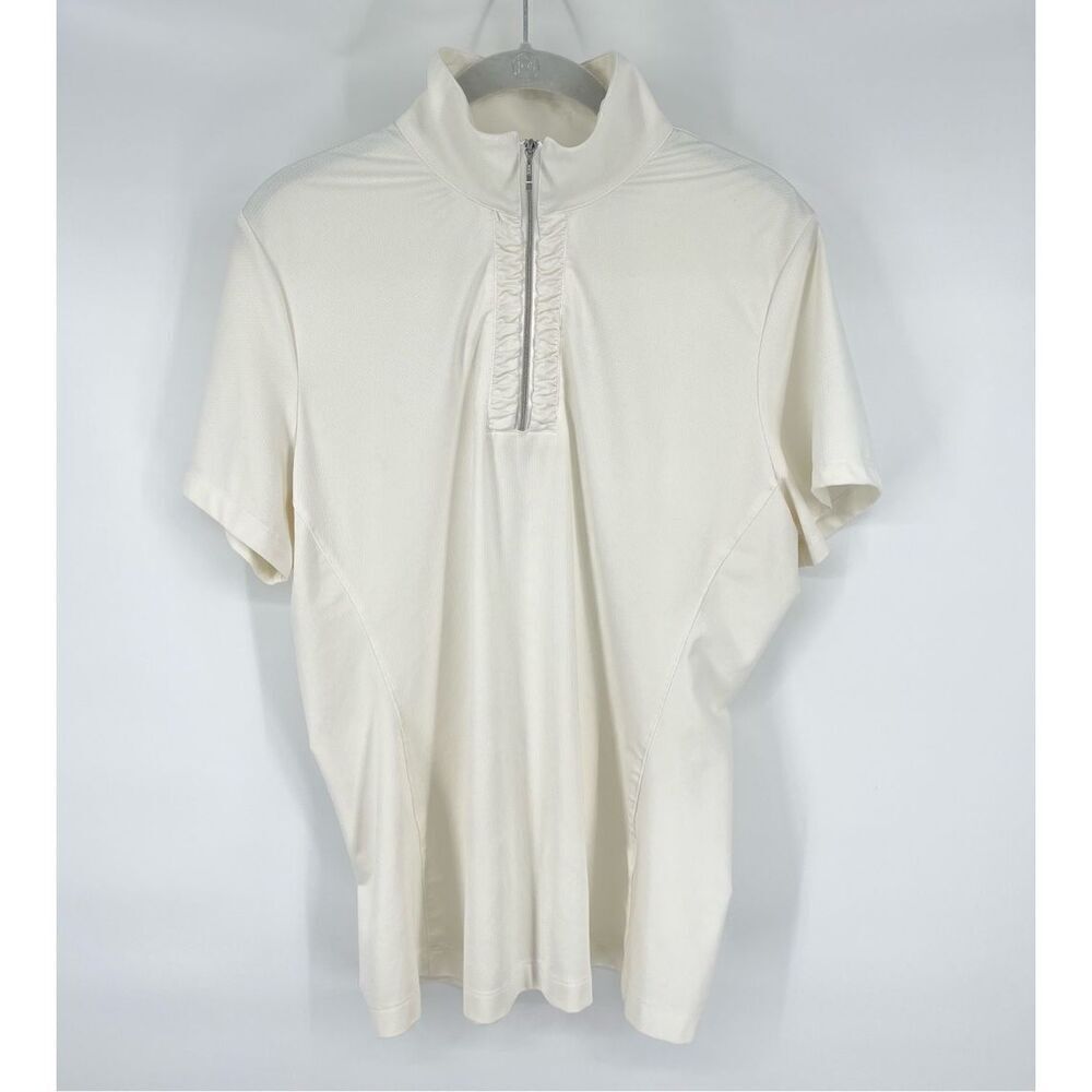 TAIL White Label White 1/4 Zip Mock Neck Short Slv Golf Tennis Shirt Size Large